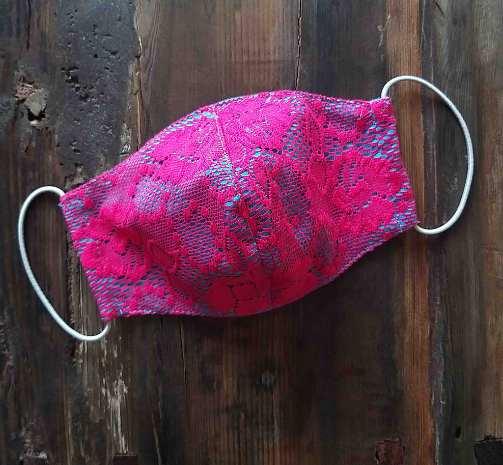 Cubrebocas Papel Picado Morado-Fucsia B (niña)