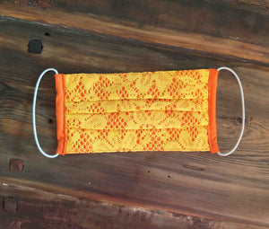 Cubrebocas Papel Picado Naranja-Amarillo (niña y adulto)