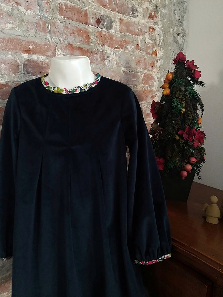 Vestido Terciopelo Manga Abullonada